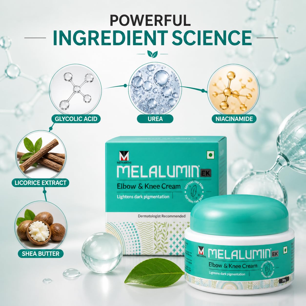 MELALUMIN EK Elbow & Knee Cream 50g | Depigmentation Skincare for Dark Elbows, Knees & Rough Skin