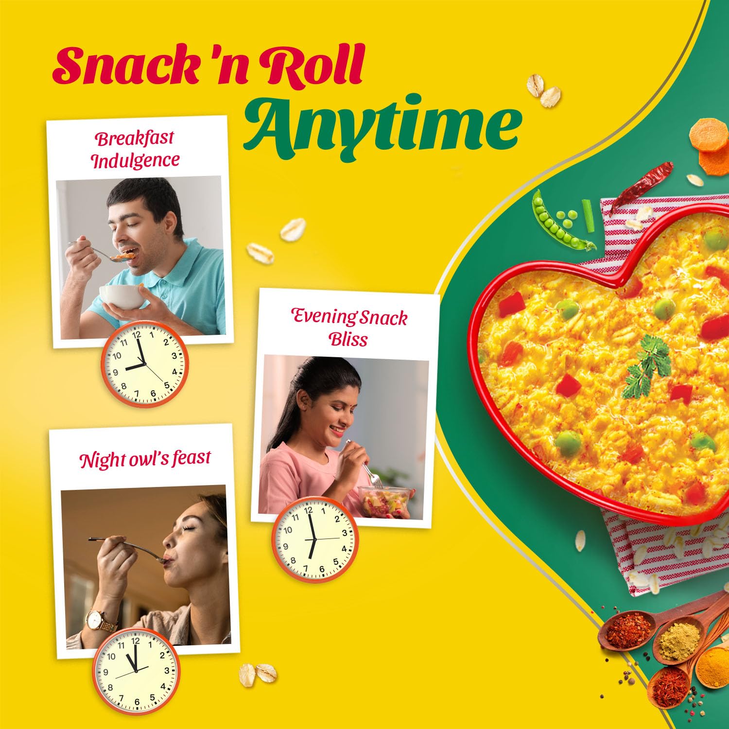 Saffola Masala Oats | 1kg |Veggie Twist | Tasty, Anytime Snack | Ready in 3 mins |