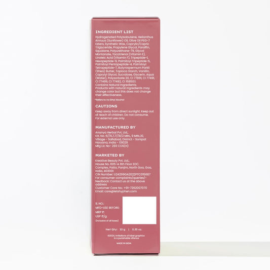 Hyphen Tinted Lip Balm - Hazel | 1% Vitamin E, 2% Squalane & Peptides | Brightening Lip Balm for Dark Lips | 24h Moisturization for Dry Lips - 10 gm