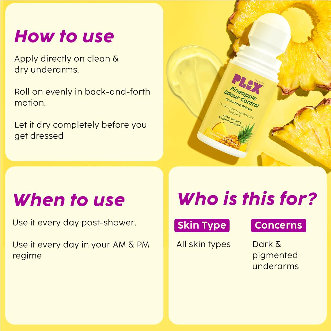 The Plant Fix Plix Pineapple Odour Control Underarm Roll-On (50Ml)