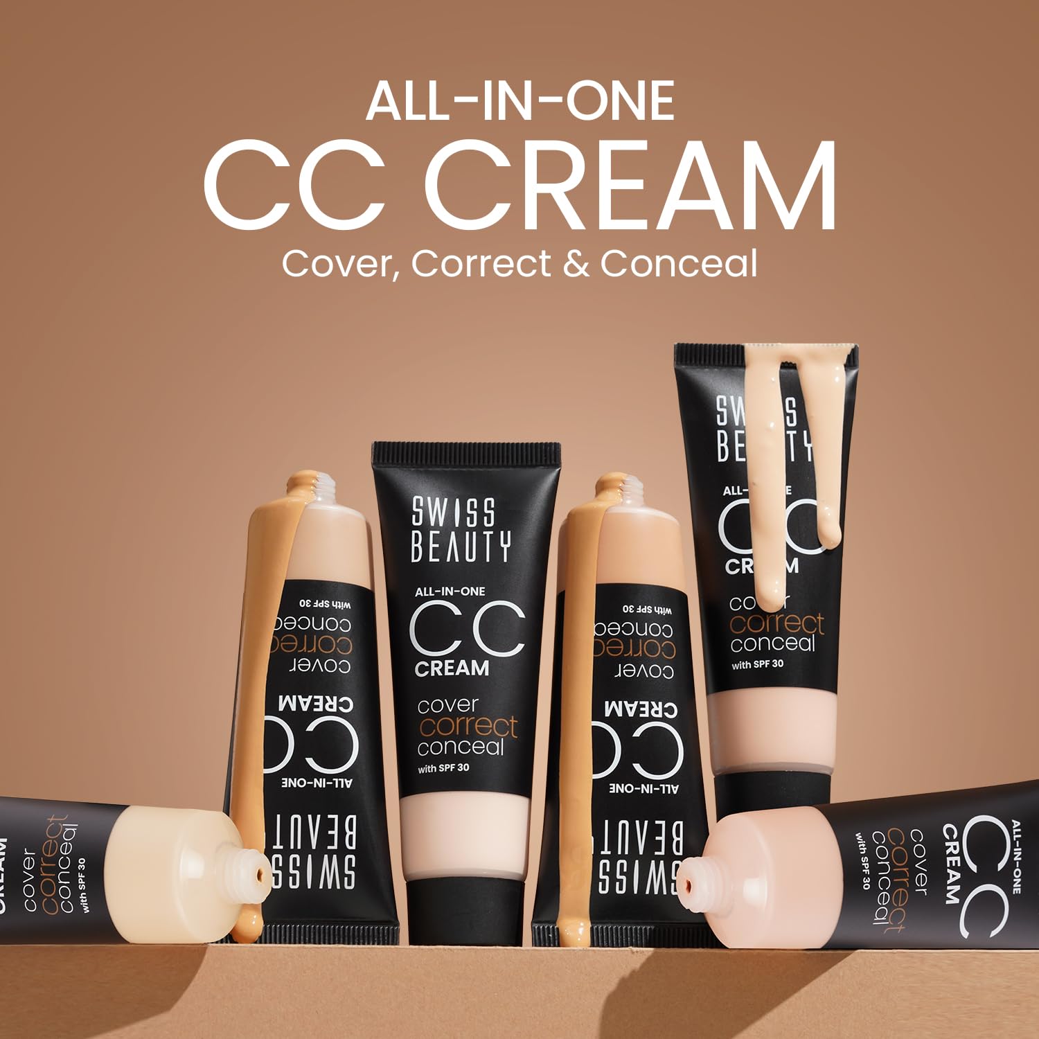 Swiss Beauty All-In-One Lightweight CC Cream with SPF 30 | Cover, Correct and Conceal | For Natural, Medium coverage | Shade- 01 Light Ivory, 25g |