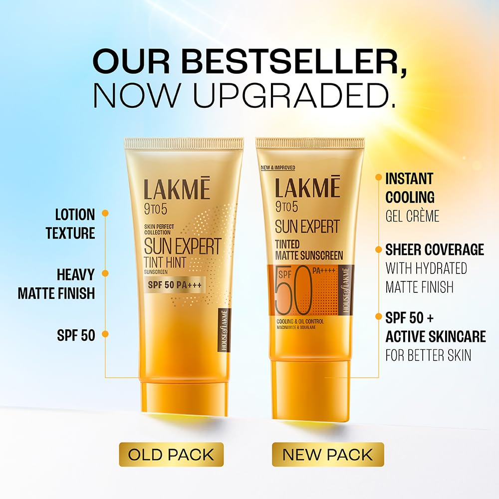 Lakme Sun Expert Tinted Sunscreen SPF 50 PA +++ | Broad spectrum UVA/B protection | Blue light protection | No White Cast | for all dry, oily, normal skin| Matte Finish | 100 g