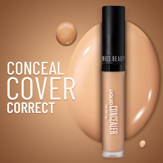 Swiss Beauty Liquid Light Weight Concealer With Full Coverage |Easily Blendable Concealer For Face Makeup With Matte Finish | Shade- Orange, 6g