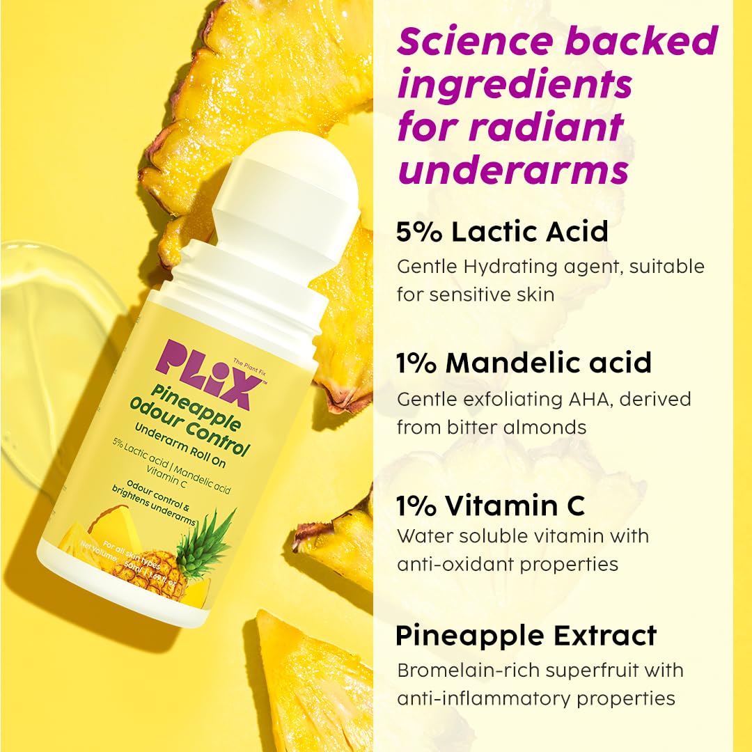 The Plant Fix Plix Pineapple Odour Control Underarm Roll-On (50Ml)
