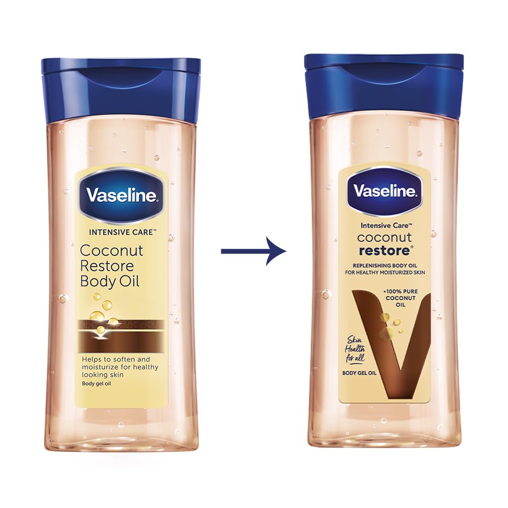 Vaseline Intensive Care Coconut Restore Body Oil | with Coconut Oil | Deep Moisture for Dry Skin | 200 ML