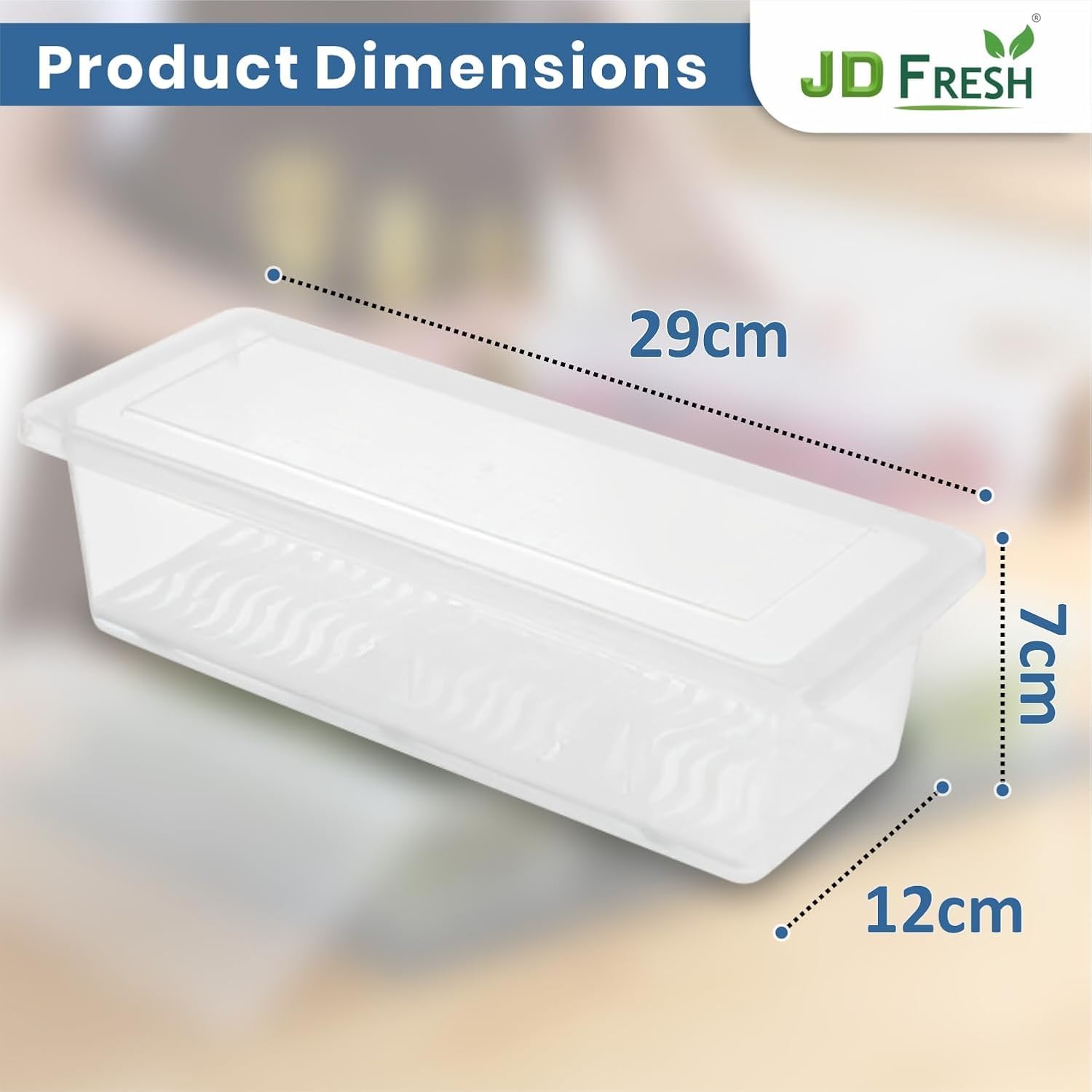 JD FRESH 1500ML Fridge Storage Containers Set of 6 with Removable Drain Plate & Lid | Leak-Proof Stackable Refrigerator Organizer Boxes for Vegetables, Fruits, Snacks|BPA Free, Easy to Clean& Reusable