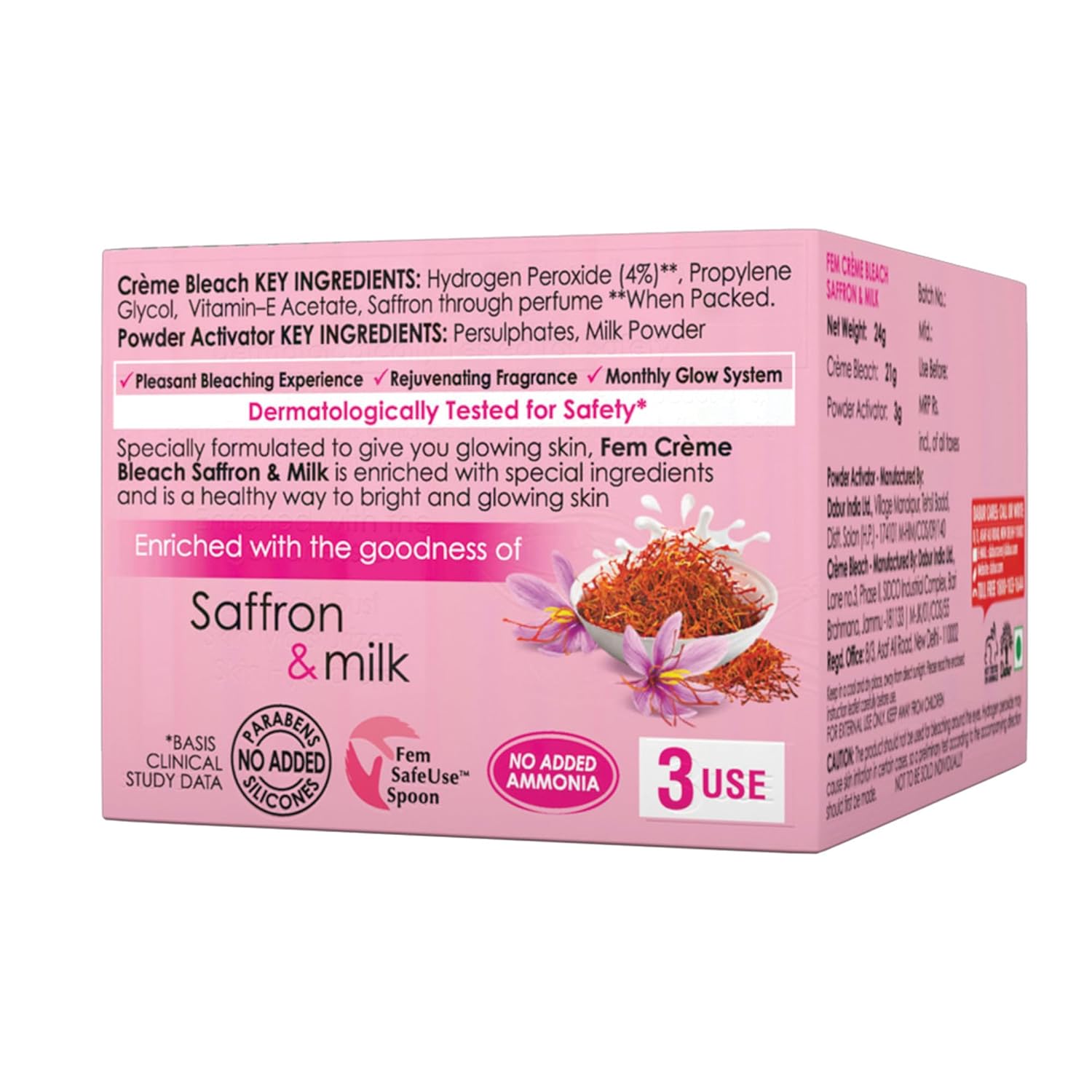 Fem Fairness (Saffron & Milk) Crème Bleach - 24g | Advanced Skin Brightening System