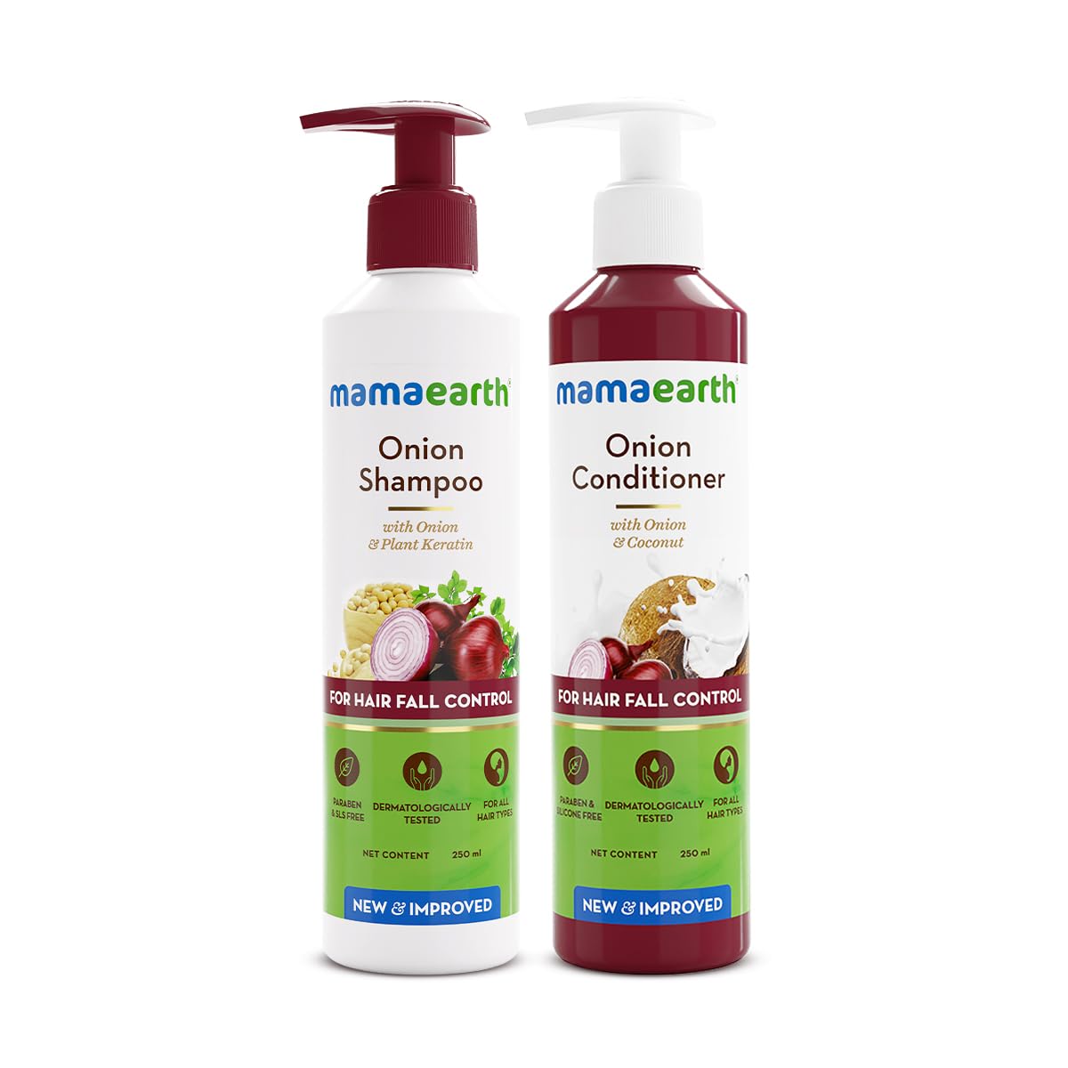 Mamaearth Onion Shampoo & Onion Conditioner For Hair Fall Control - (250 ml + 250 ml) Combo