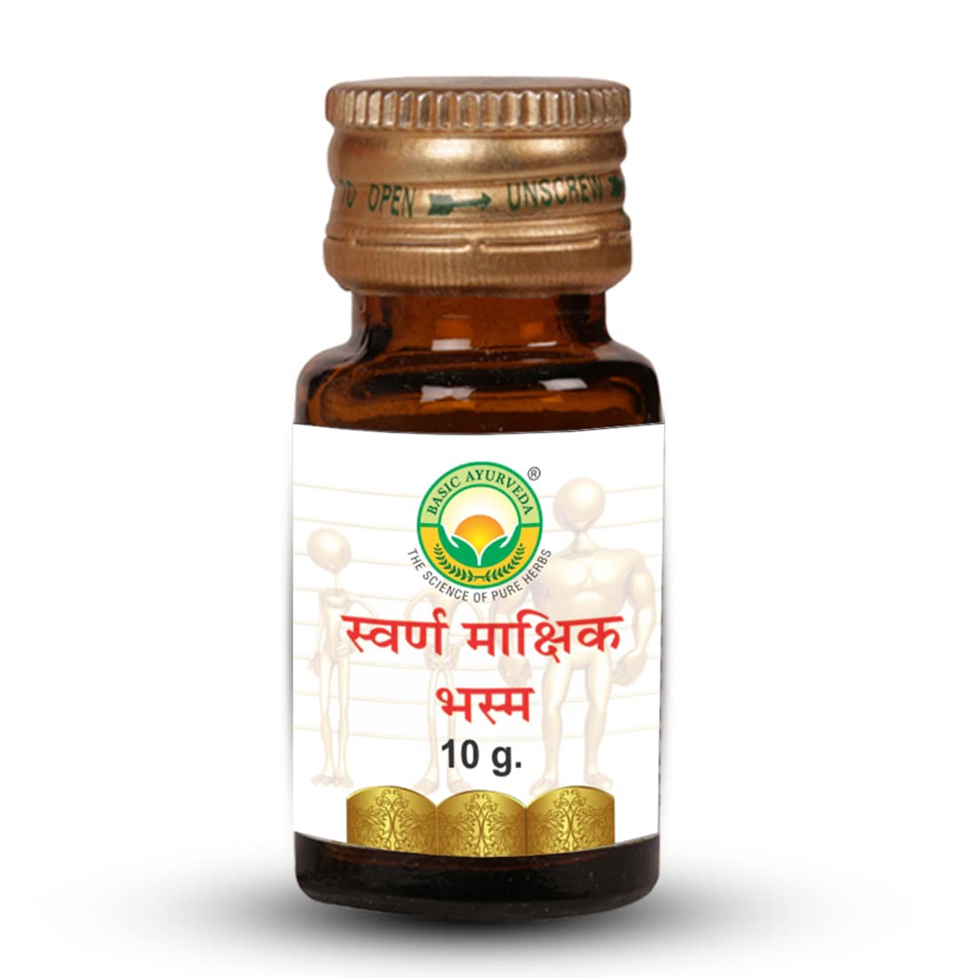 Basic Ayurveda Swarna Makshik Bhasma 10g For high blood pressure, hyperacidity burning sensation in eyes