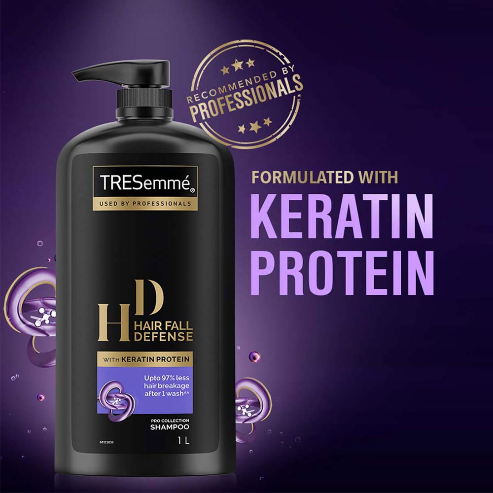Tresemme Hair Fall Defence Shampoo, With Keratin Protein, Upto 97% Less Hair Breakage, 1 Ltr