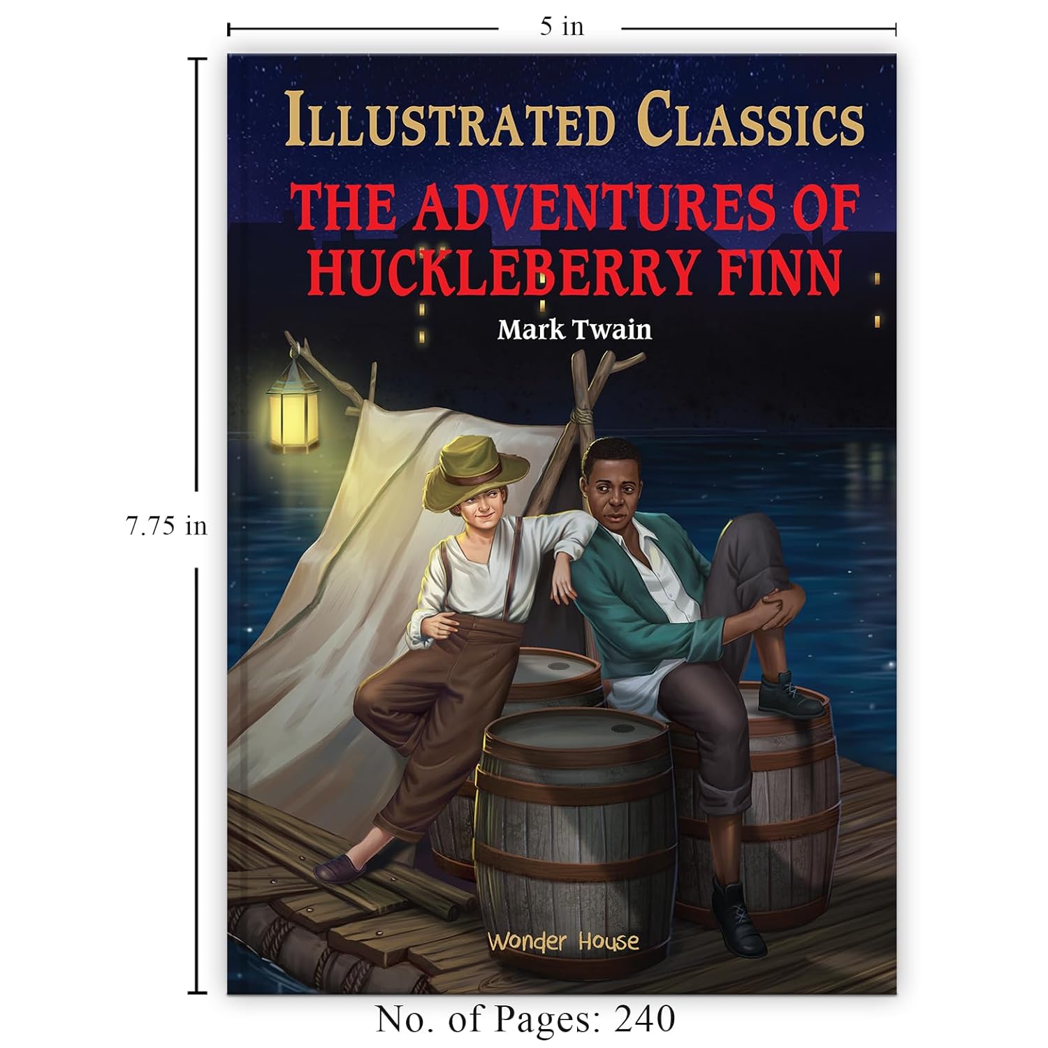 The Adventures of Huckleberry Finn : Illustrated Abridged Children Classic English Novel with Review Questions  Book