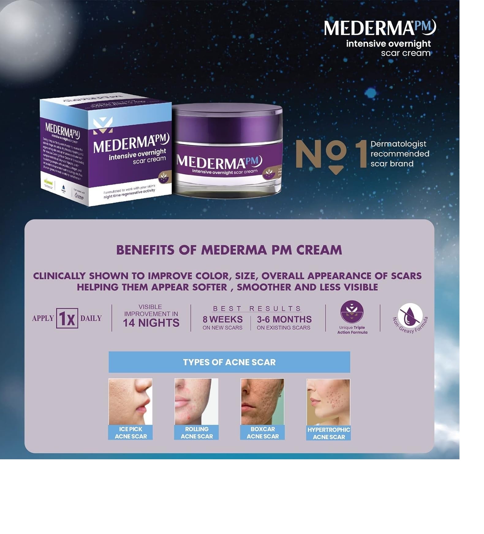 Mederma PM Intensive Overnight Scar Cream Treatment 30gm