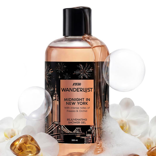 Nykaa Wanderlust Midnight in New York Hydrating Body Wash - Orchid & Musk Scented Body Cleanser with Niacinamide & Vit. E - 250ml Shower Gel for Men and Women