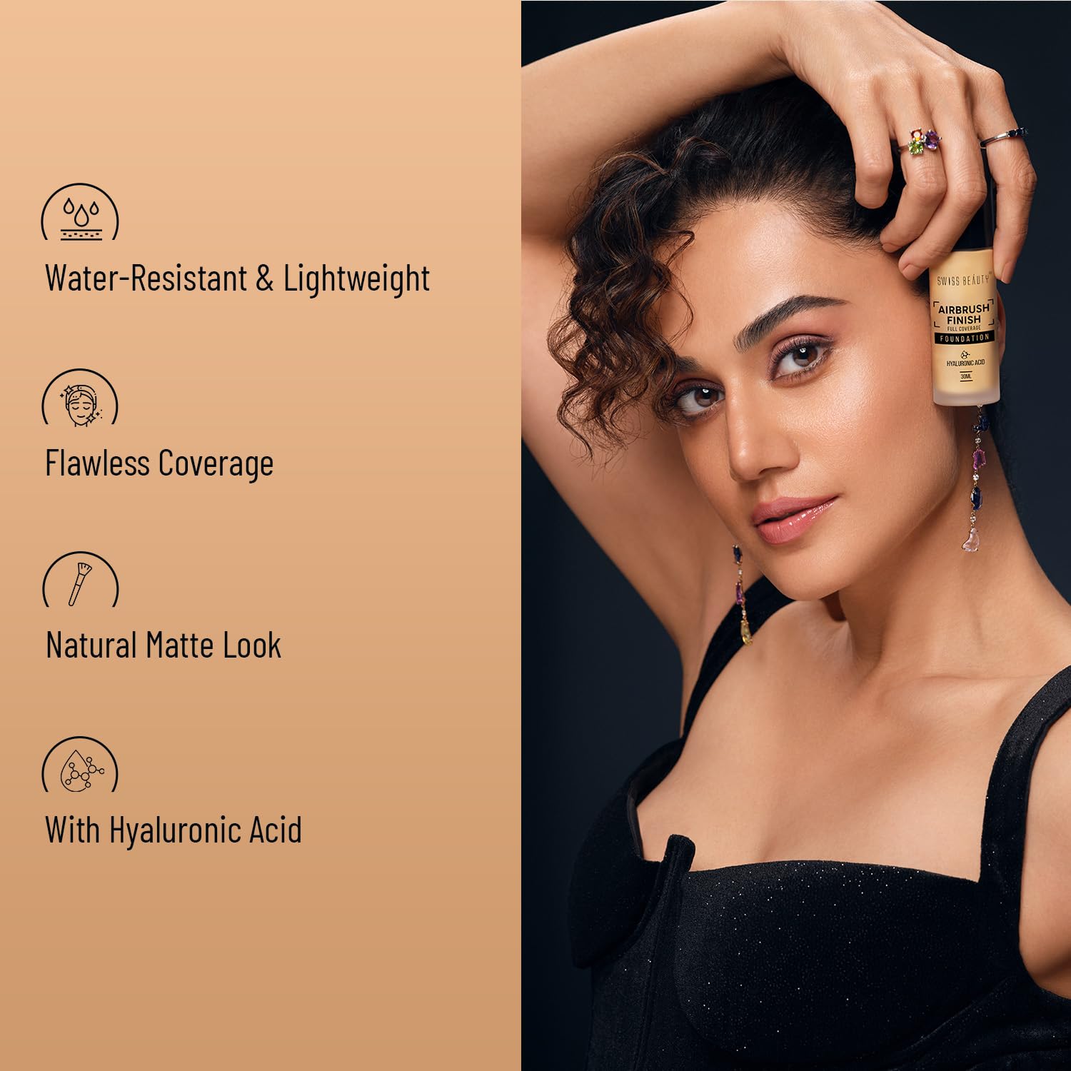 Swiss Beauty Airbrush Finish Full Coverage Foundation | Full Coverage Up To 8 Hours |Shade- 02 Fair Ivory, 30ml