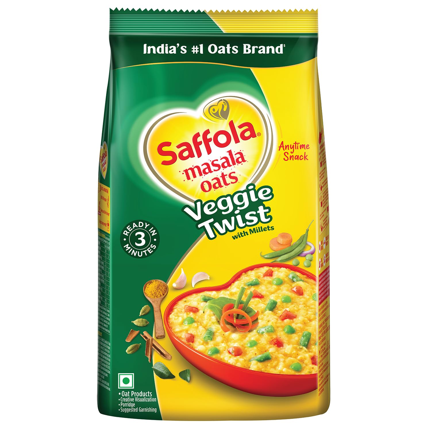 Saffola Masala Oats | 750g |Veggie Twist | Tasty, Anytime Snack | Ready in 3 mins |