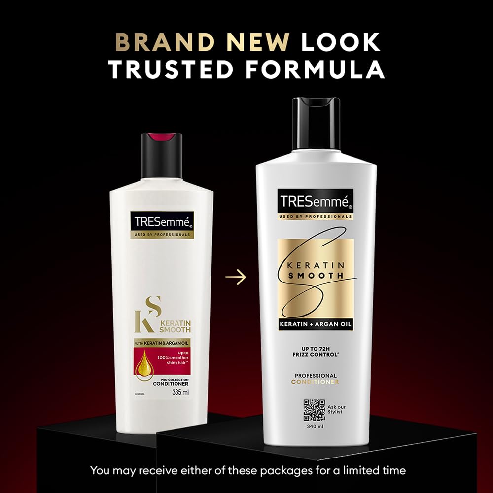 TRESemme Keratin Smooth Conditioner 80ml With Keratin Protein and Argan Oil | Salon-Like Smooth Hair | Up To 72H Frizz Control