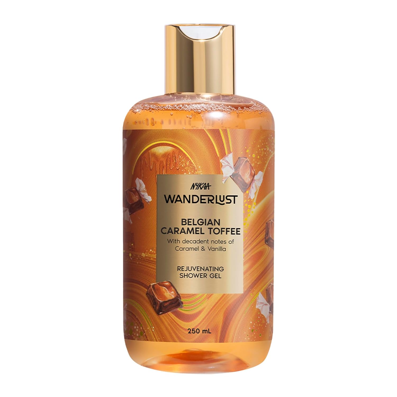 Nykaa Wanderlust Belgian Caramel Toffee Brightening with Lactic Acid| Gentle Cleanser for Nourished, Refreshing Skin | 250ml | Paraben-Free & Vegan