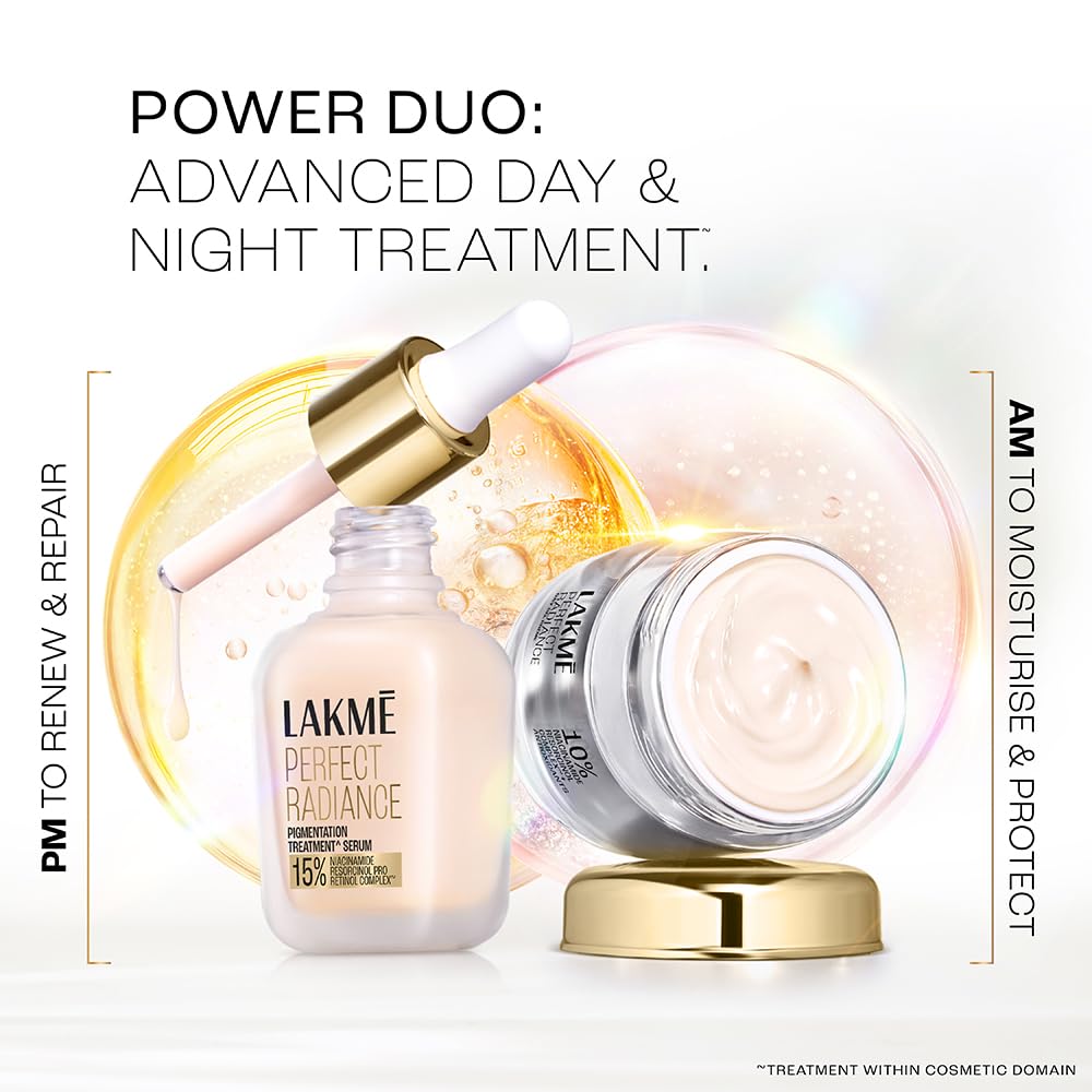 Lakme Perfect Radiance Pigmentation Treatment Day Gel Crème with 10% Niacinamide Resorcinol Complex 7 Antioxidants, 50g