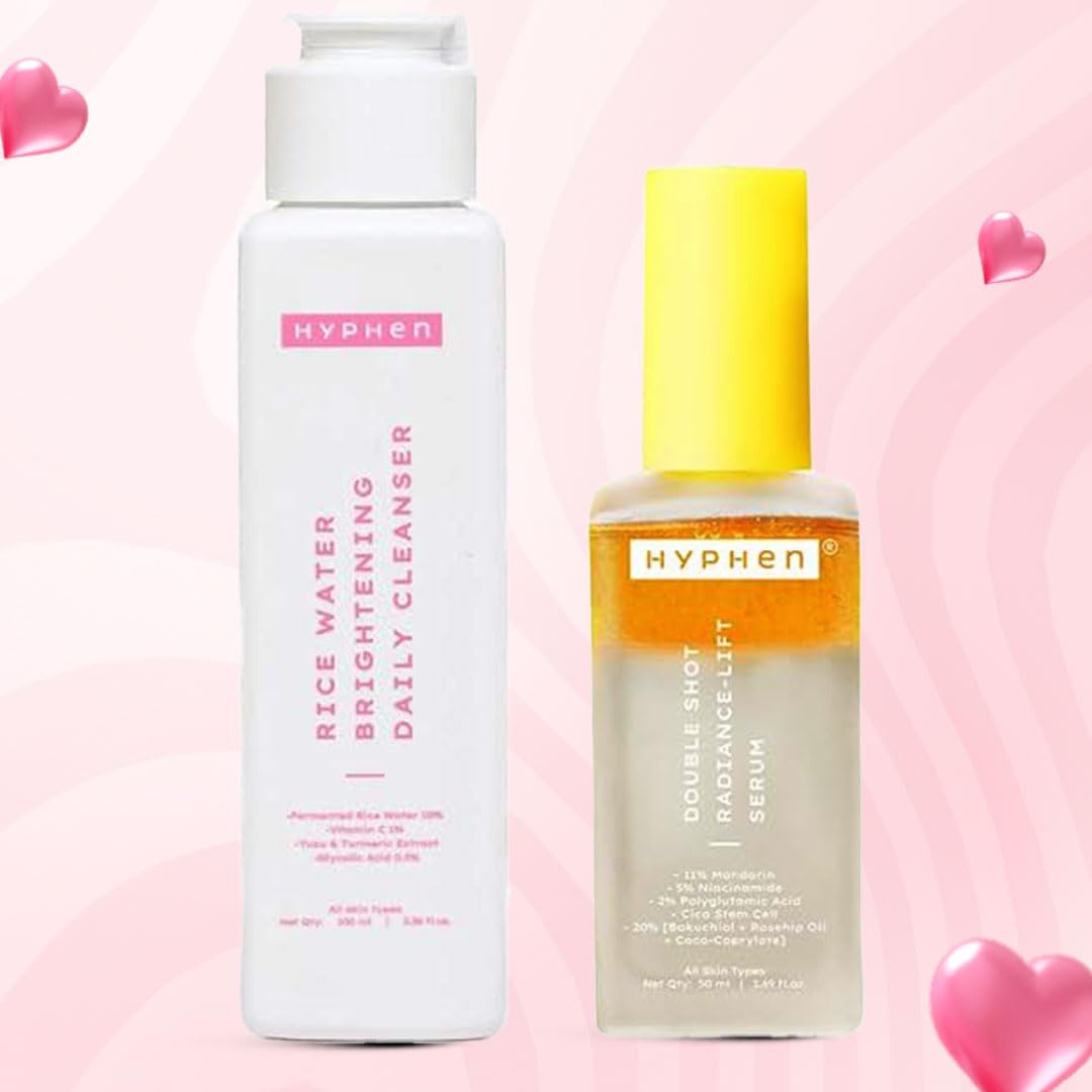 Hyphen Daily Care Routine With Rice Water cleanser & 18% Brightening, 20% Collagen Double Serum (150ml)