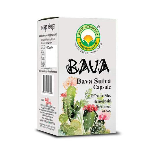 Basic Ayurveda Bava Sutra Capsule 40 Capsules For piles, constipation, swelling around anus