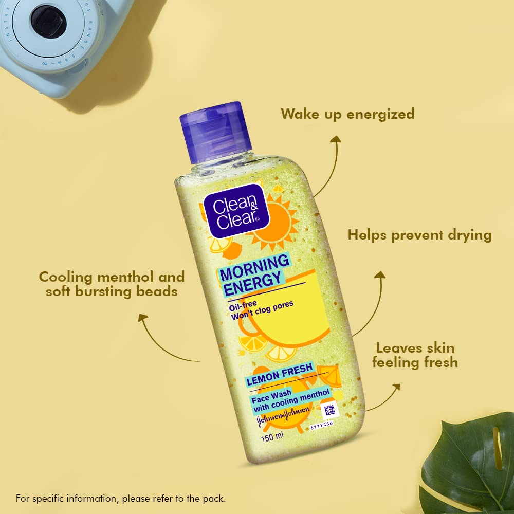 Clean & Clear Morning Energy Lemon Fresh, Yellow, 100 ml For cleansing your skin and leaving it Clean & Clear