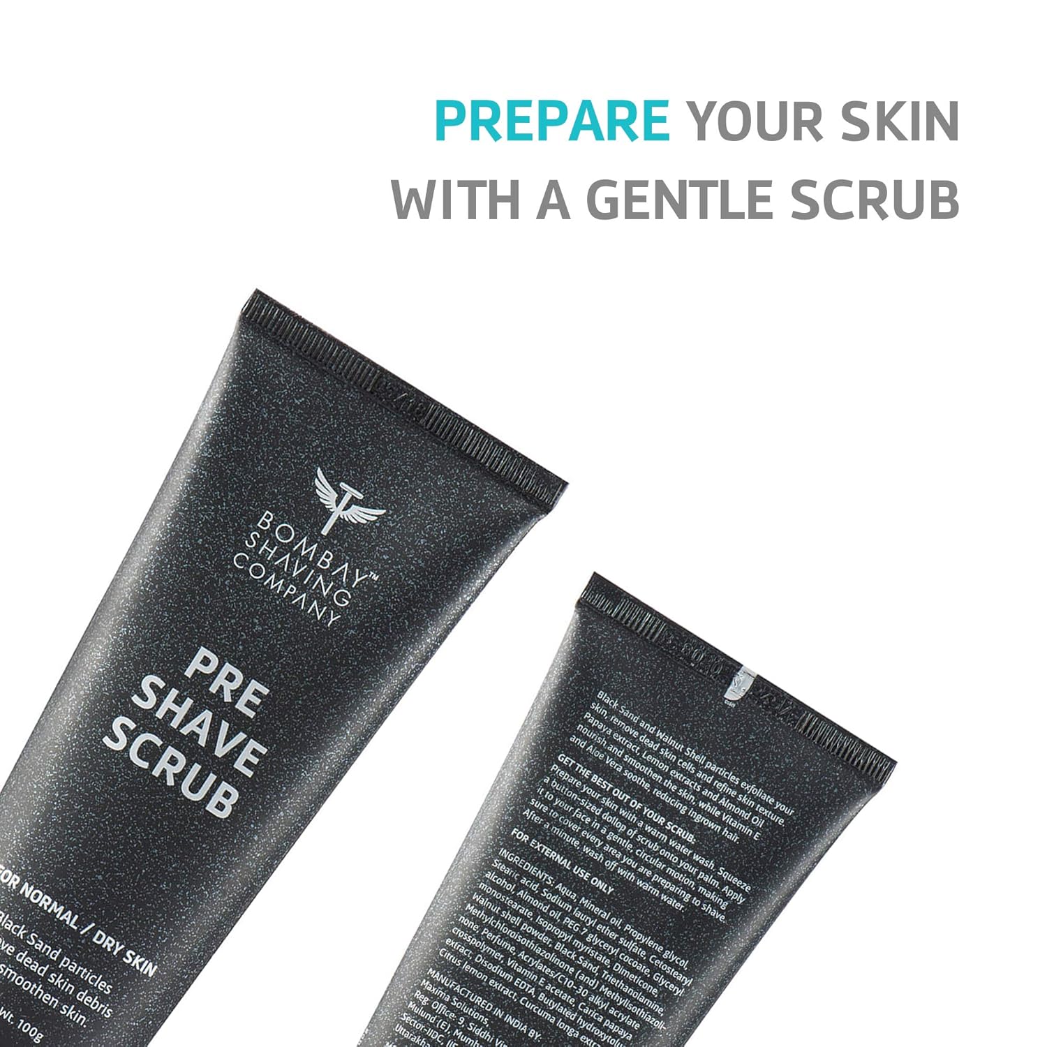 Bombay Shaving Company Pre Shave Scrub – 100 g with Black Sand and Vitamin E for Dead Skin Removal