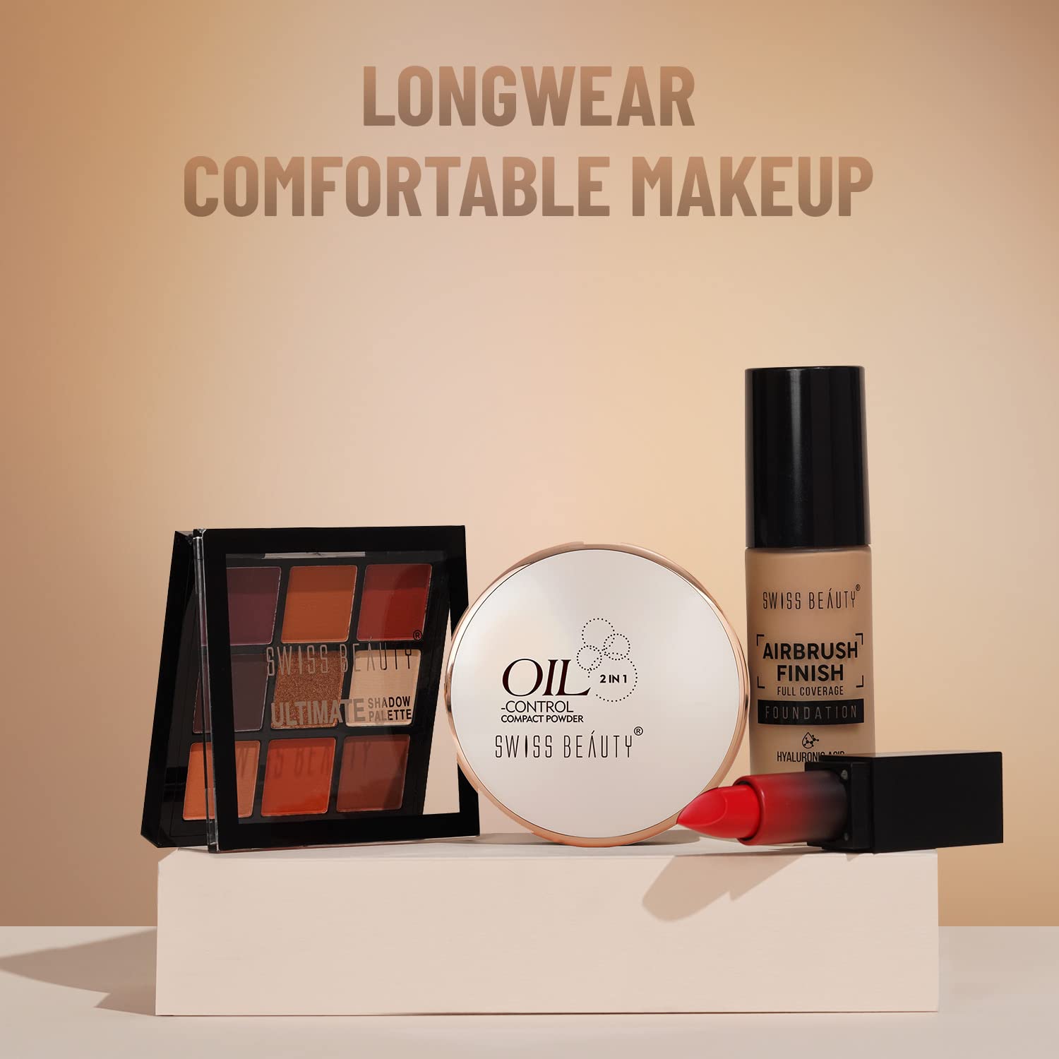 SWISS BEAUTY Oil Control Compact Powder Face MakeUp SkinBeige 2 10g, Skin Beige, 1 count