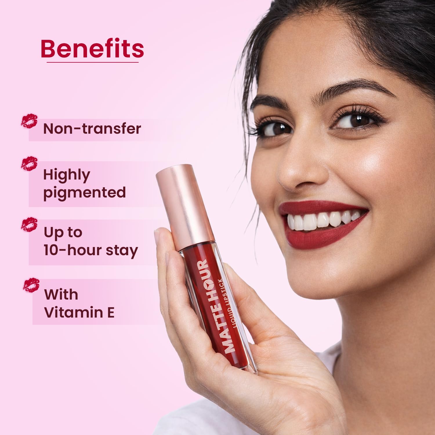 Swiss Beauty Matte Hour Liquid Lipstick | Non-Transfer Formula | Highly Pigmented | Up To 10-Hour Wear | Waterproof & Smudge-Proof | Enriched with Vitamin | Shade-13. Sangria Splash, 4.2ml
