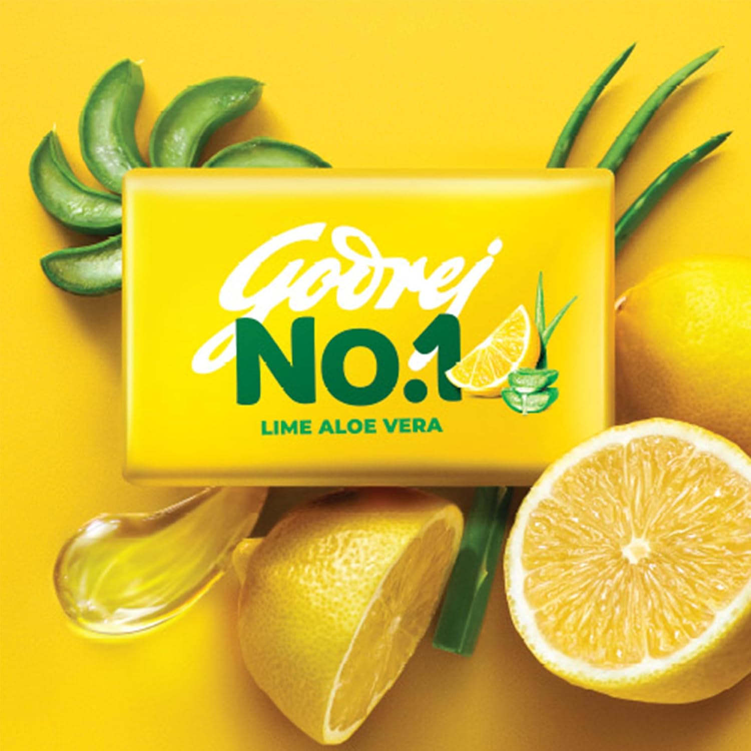 Godrej No. 1 Bathing Soap Lime & Aloe Vera – Grade 1 Soap & Long-lasting Fragrance, Combo Pack of 4 (150g each)