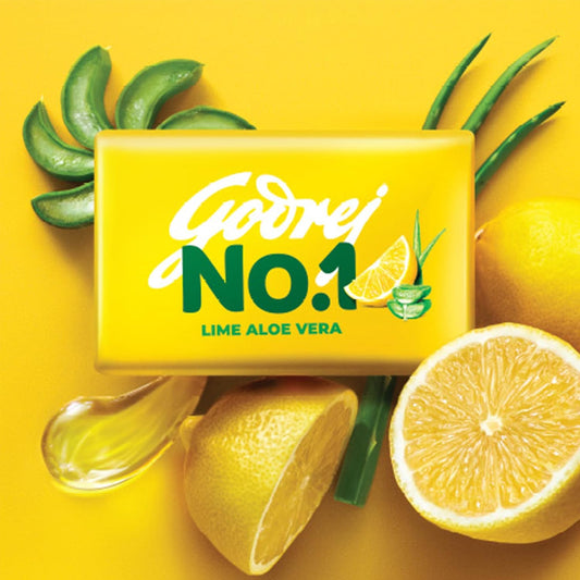 Godrej No. 1 Bathing Soap Lime & Aloe Vera – Grade 1 Soap & Long-lasting Fragrance, Combo Pack of 4 (150g each)