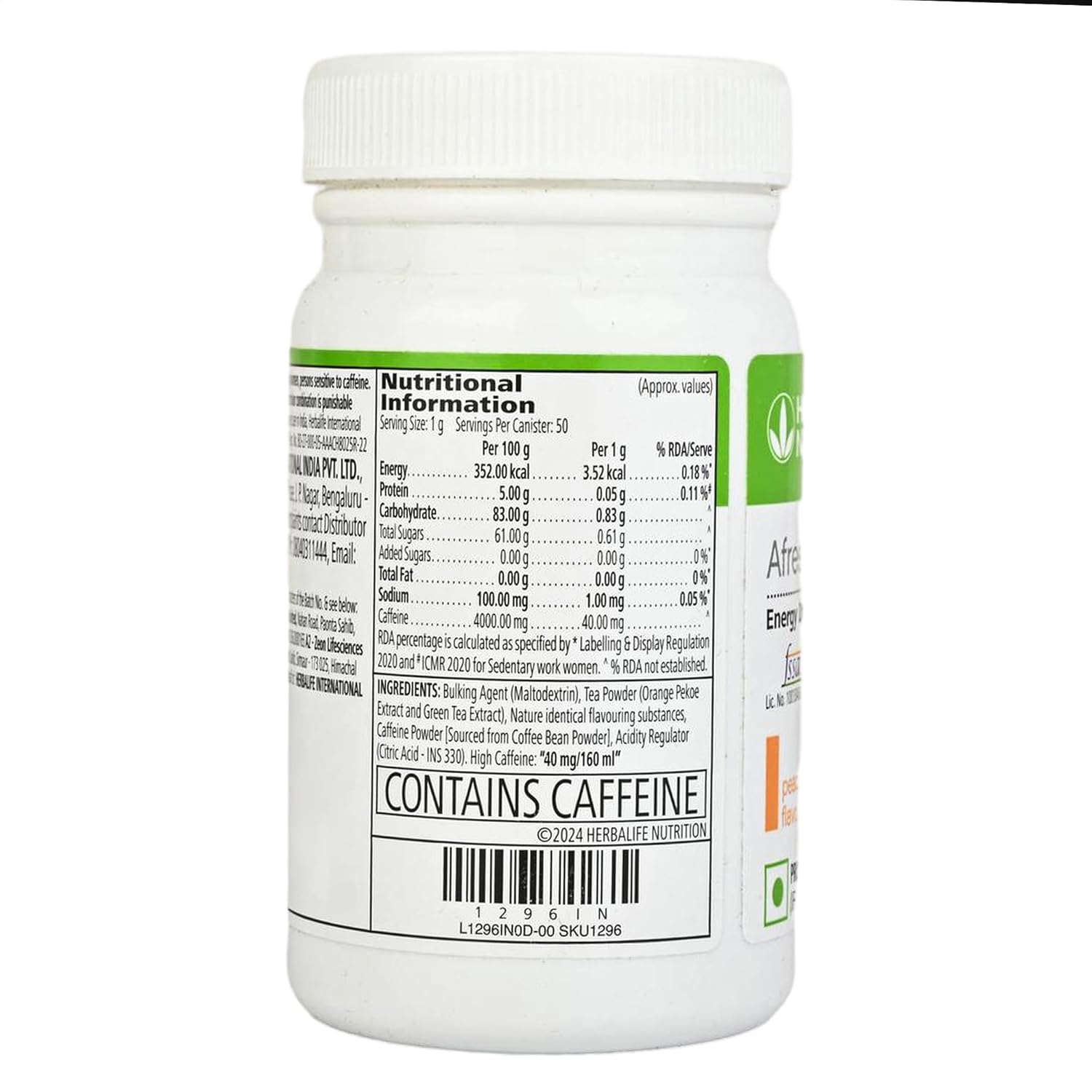 Herbalife Afresh Energy Drink Mix - 50 gm - Peach