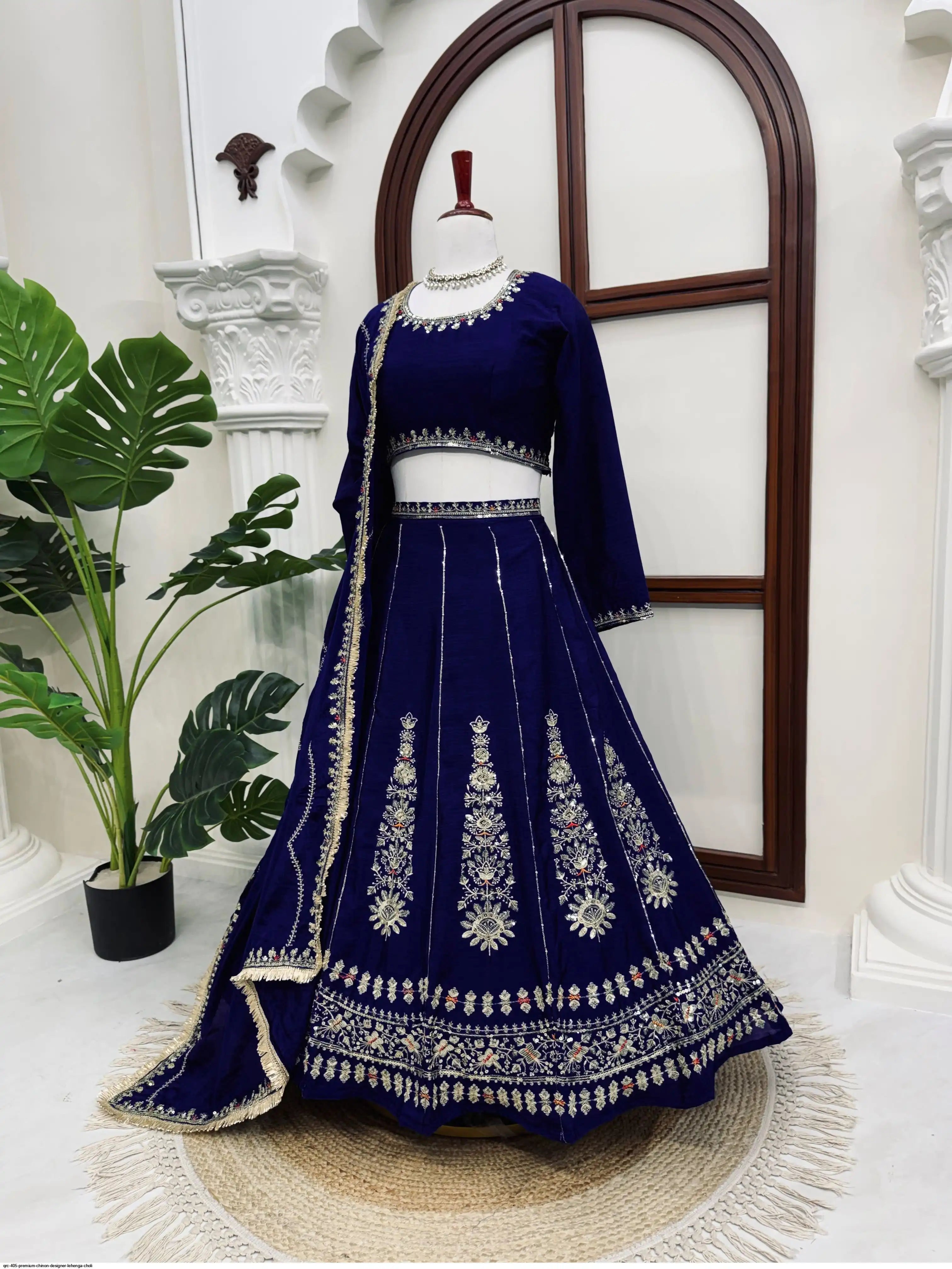 QRC 405 PREMIUM CHINON DESIGNER LEHENGA CHOLI