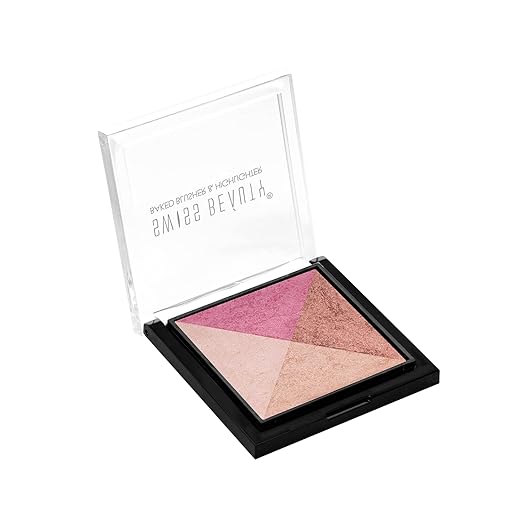 Swiss Beauty Baked Shimmer Blusher And Highlighter Palette For Face Makeup| Multicolor-5, 7 Gm |
