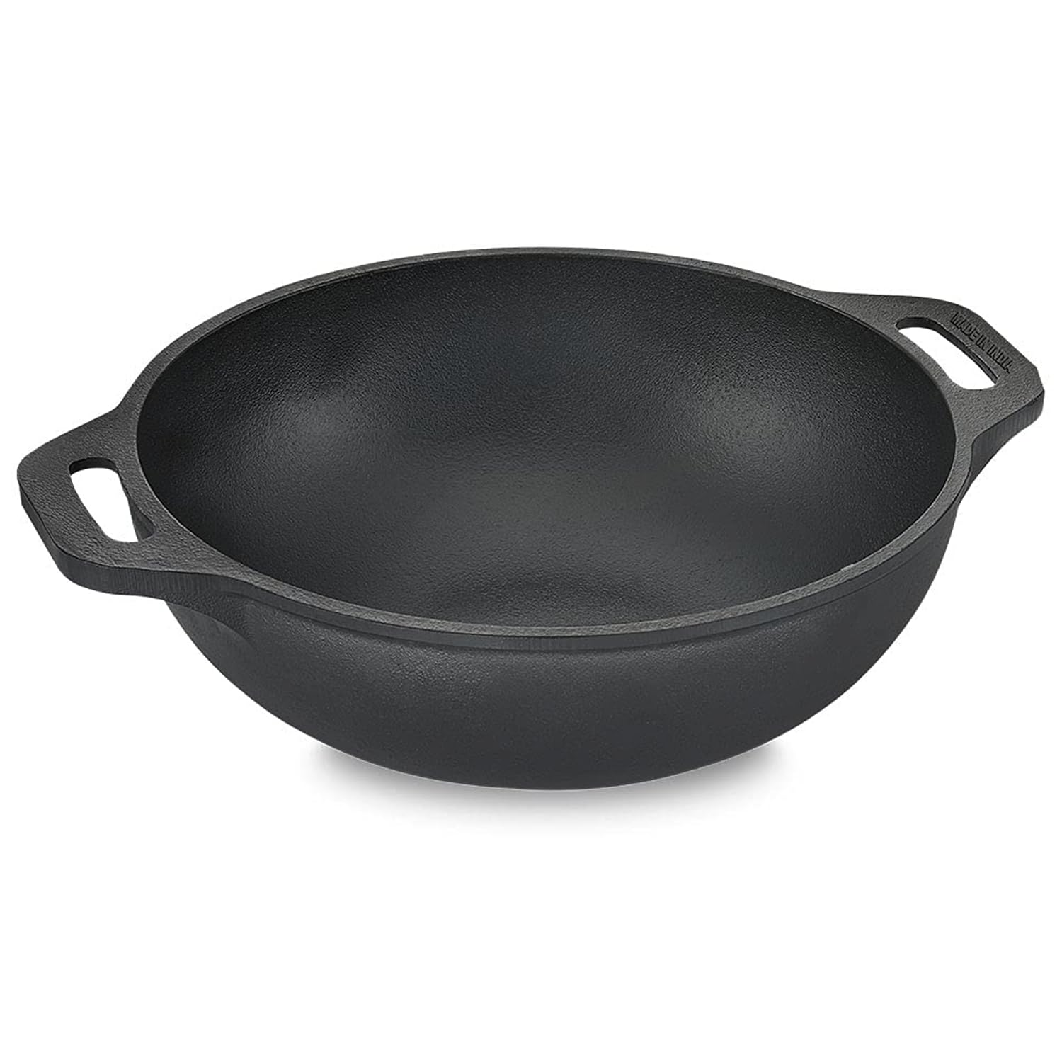 Premium Cast Iron Kadai 9 Inch/25 Cm, Ready to Use Deep Frying Kadhai 2.7 kg, Naturally Nonstick Cast Iron Kadai with 2 Loop Handles, 100% Pure and Toxin-Free kadhai