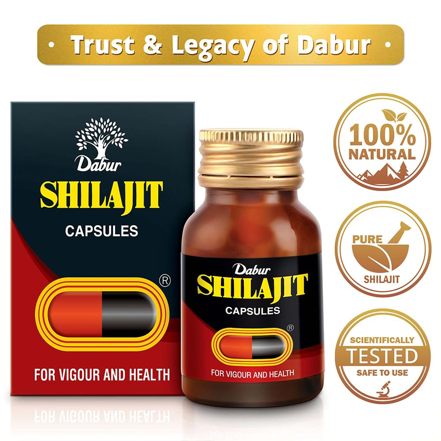 Dabur Ayurvedic Shilajeet Regular (30caps) improve the body’s immunity Boosts memory and strength