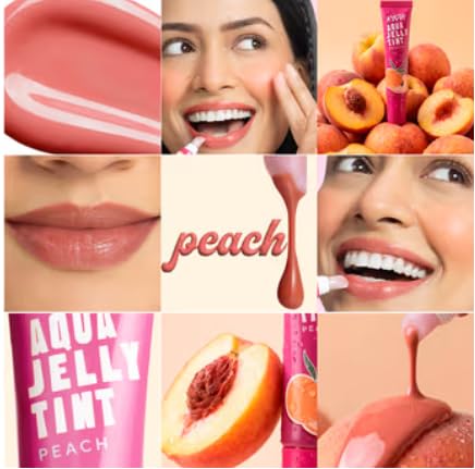 Nykaa Cosmetics Aqua Jelly Lip & Cheek Multi-use Water Tint - Peach (10ml)