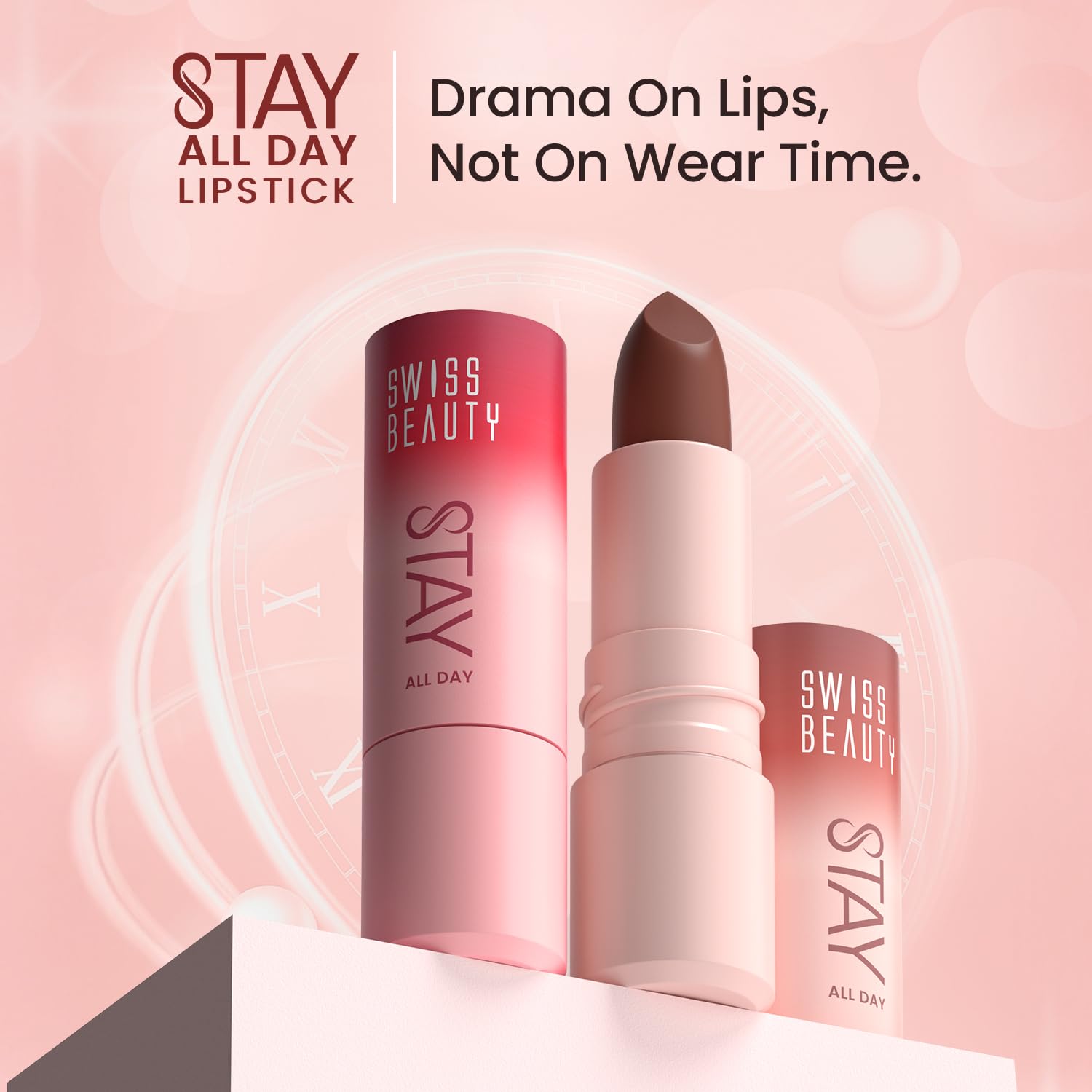 Swiss Beauty Stay All Day Lipstick | 12-Hour Stay | Transfer-Proof | Matte Finish | With Vitamin E & Shea Butter | Shade- 8. Classy