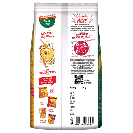 Saffola Masala Oats | 750g |Veggie Twist | Tasty, Anytime Snack | Ready in 3 mins |