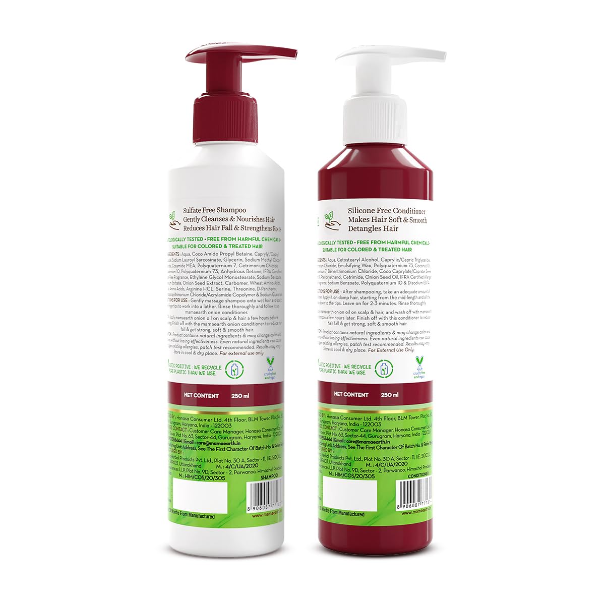 Mamaearth Onion Shampoo & Onion Conditioner For Hair Fall Control - (250 ml + 250 ml) Combo