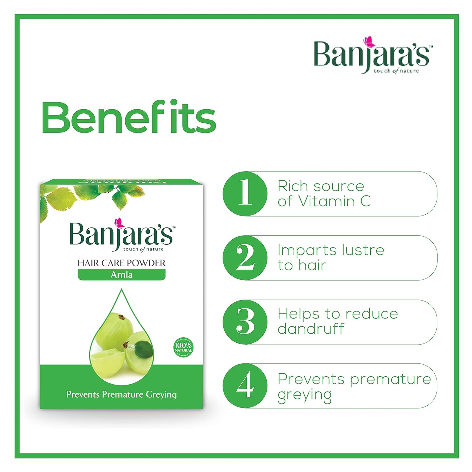 Banjara’s Hair care powder combo (500gm), Hibiscus, Amla, Bhringraj, Shikakai & Methi