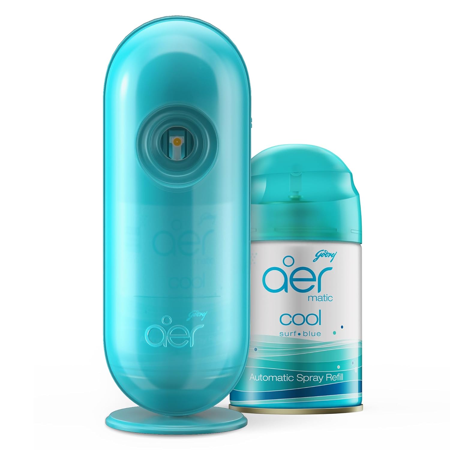 Godrej aer Matic Kit - Automatic Air Freshener spray with Flexi Control | Cool Surf Blue (210ml)