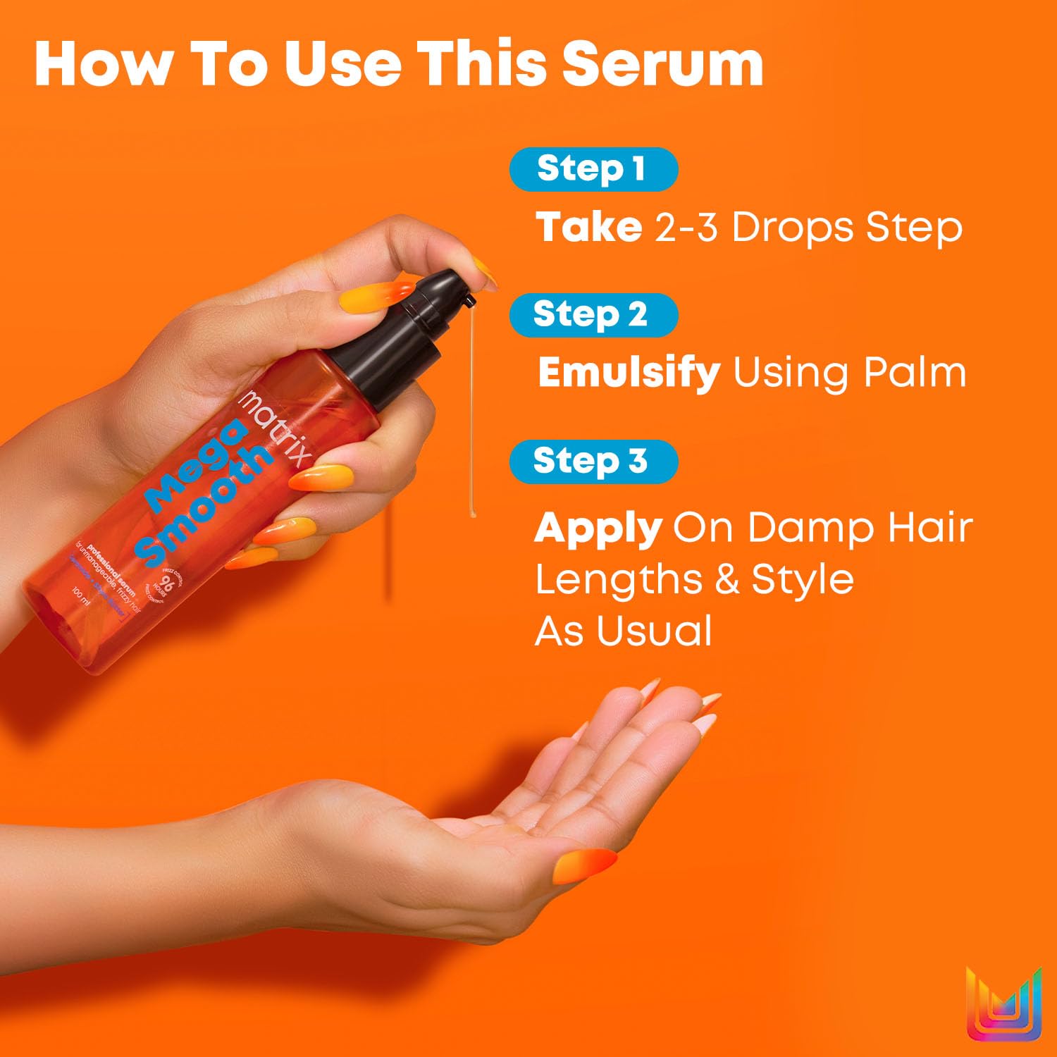 MATRIX Mega Smooth Shampoo (200ml), Conditioner (100ml) & Serum(100ml)