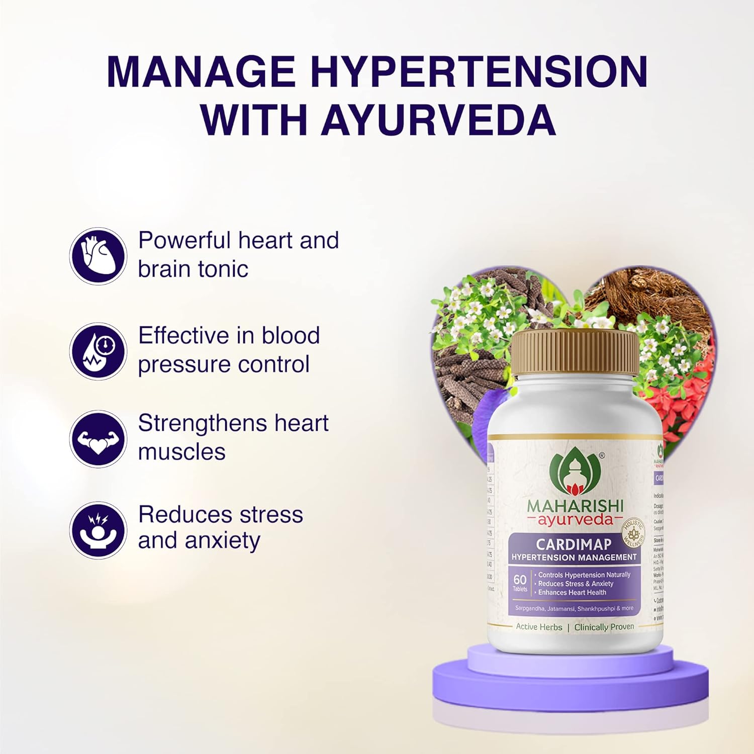 Maharishi Ayurveda Cardimap | Helps Normalises Blood Pressure Naturally 60 Tablets x 2