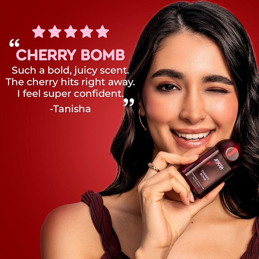 Nykaa Cherry Bomb EDP 50ml | | Long-Lasting Scent for Daily Wear | Smoky Cherry, Raspberry Gourmand Fragrance | Fruity Perfume for Women | Everyday Scent | Best Gift for Her