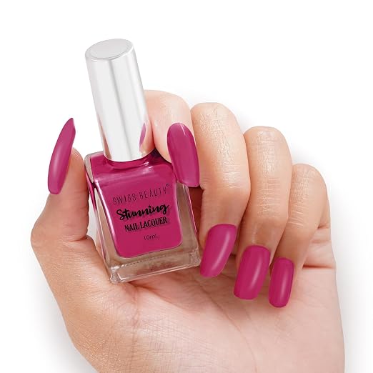 SWISS BEAUTY Stunning Matte Finish Nail Lacquer | Chip Resistant, Quick Drying Nail Paint | Highly Pigmented With High Shine Nail Polish | Shade - Deep Plum, 10ML