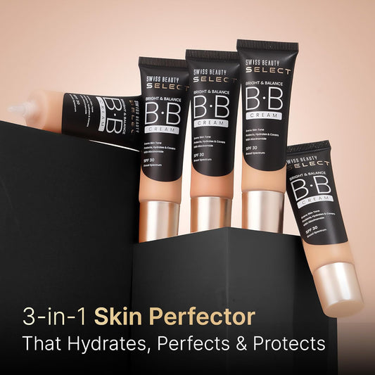 SWISS BEAUTY Select Bright&Balance Multifunctional Luminous Medium Coverage Bb Cream With Spf 30 Protects, Hydrates And Covers Infused With Niacinamide, Wheat Germ Oil Shade-That's Fair, 30G