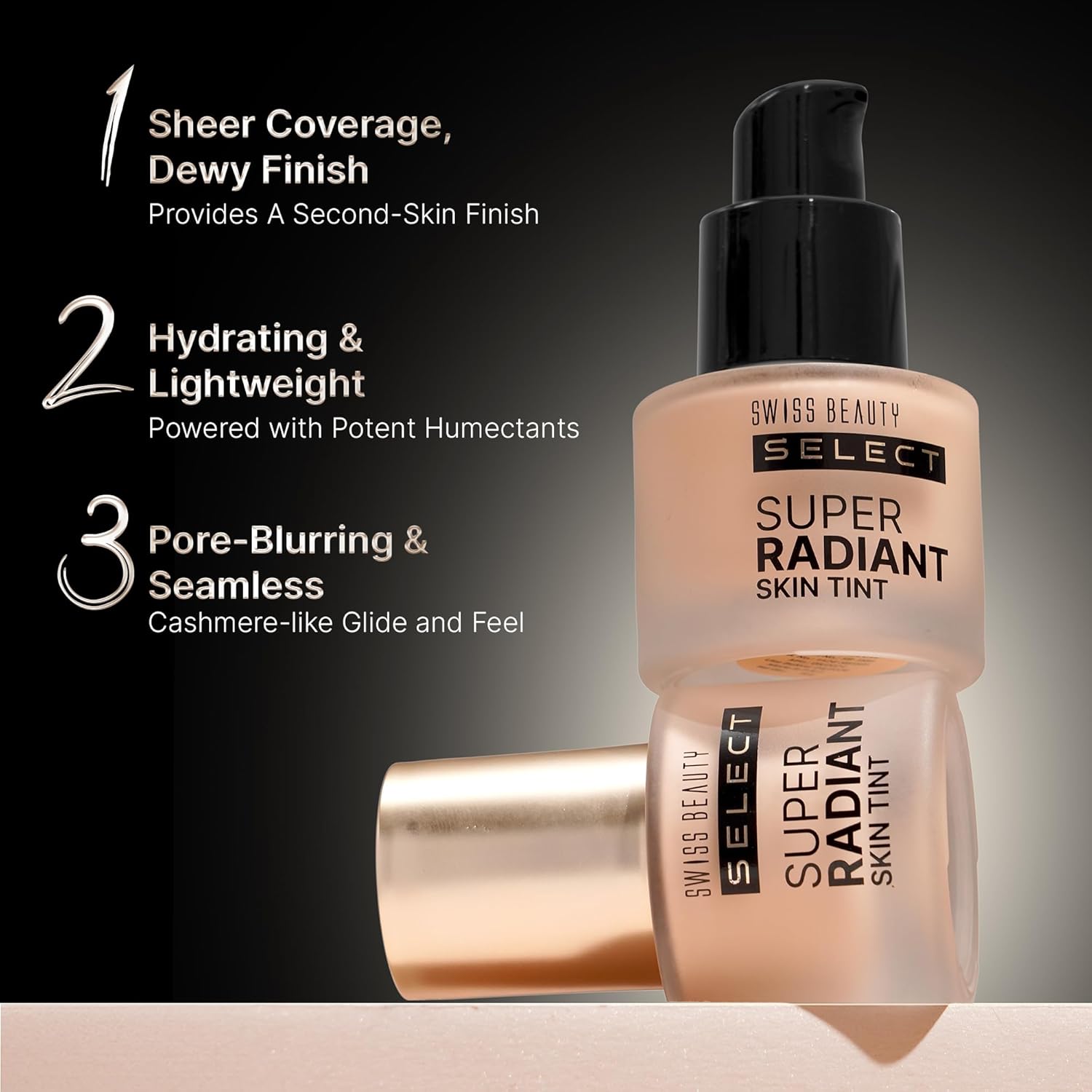 Swiss Beauty Select Super Radiant Hydrating Skin Tint | With Hyaluronic acid | Provides Natural, Dewy Glow | Shade- Creamy Glow, 30gm