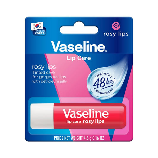Vaseline Lip Care | Rosy Lips Tinted Lip Balm Stick | up to 48Hr moisturization | with almond oil & rose extract | made in South Korea | 4.8g