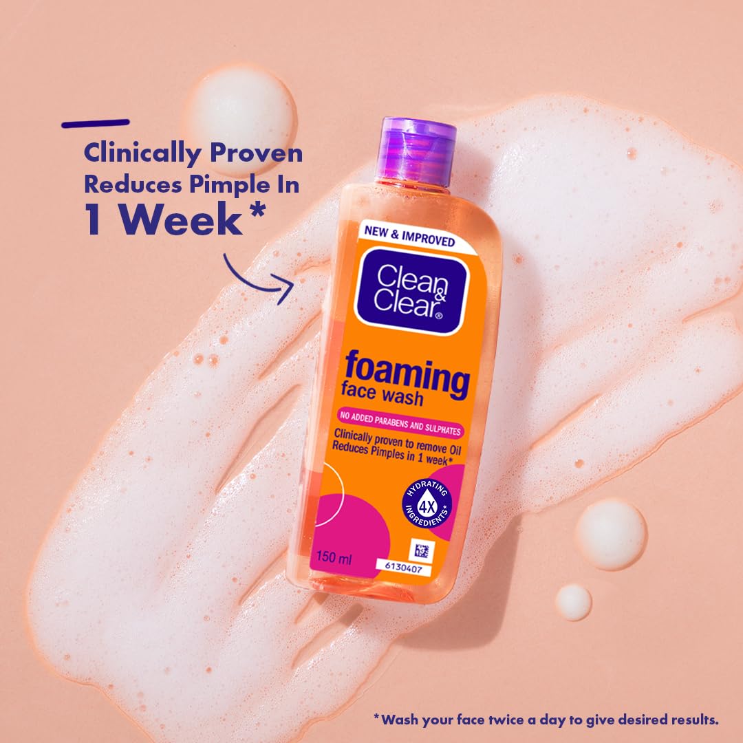 Clean & Clear Foaming Facewash for Oily Skin, Brown, 240ml For Pimples and Blackheads, Oily skin