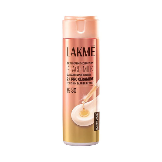 Lakme Peach Milk Moisturiser SPF 30 with 2% Pro-Ceramide | Daily UV Defense, Hydrating & Skin Barrier Repair Face Cream | Lightweight, For Dry, Normal, Oily & Sensitive 120ml